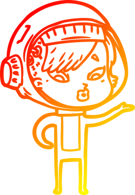 Bir insan tarafından çizilmiş bir astronot kadın çizgi çizimi.