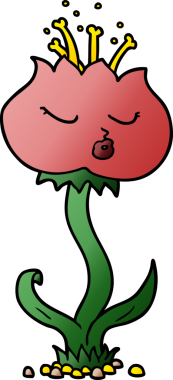 Bir insan tarafından çizilmiş sevimli karikatür çiçeği.