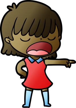 Çizgi filmdeki kadın bir insan tarafından yüksek sesle çizilmiş.