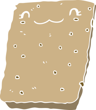 Bir insan tarafından çizilmiş düz renkli çizgi film bisküvisi