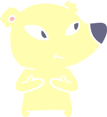 Bir insan tarafından çizilmiş şirin düz renkli çizgi film ayısı.