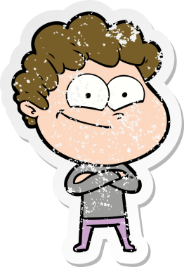 Bir insan tarafından çizilmiş mutlu bir adamın sıkıntılı çıkartması.