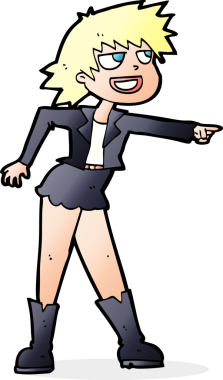 Bir insan tarafından çizilmiş çizgi film kadını.