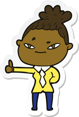 Bir insan tarafından çizilmiş bir karikatür kadının çıkartması.