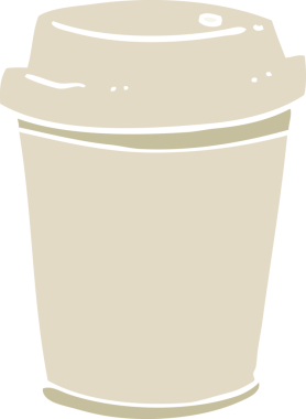 Bir insan tarafından çizilmiş düz renkli çizgi film kahve fincanı.