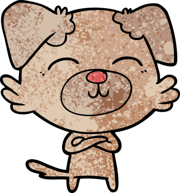 Bir insan tarafından çizilmiş çizgi film köpeği.