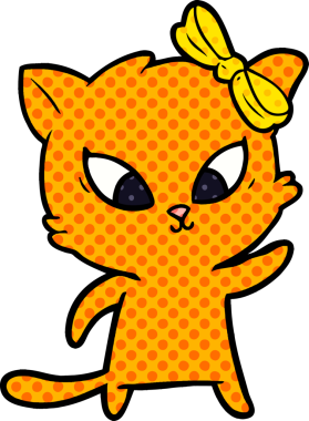 Bir insan tarafından çizilmiş çizgi film kedisi.