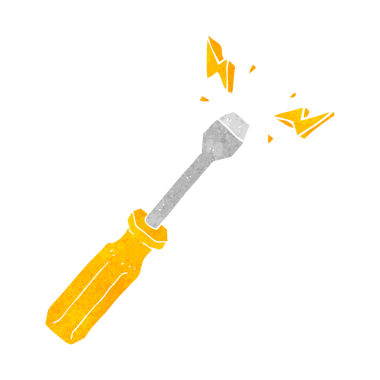 Bir insan tarafından çizilmiş serbest çizim retro karikatür tornavida