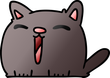 Bir insan tarafından çizilmiş sevimli kawaii kedisinin serbest çizim çizimi