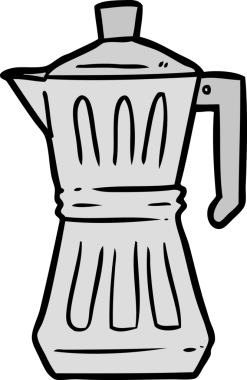 Bir insan tarafından çizilmiş bir espresso makinesi.