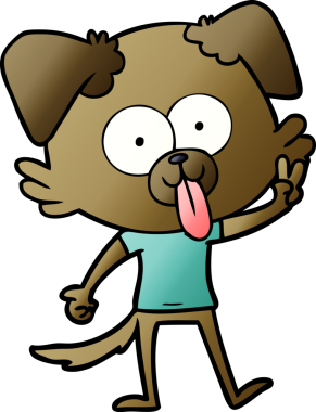 Bir insan tarafından çizilmiş dilli çizgi film köpeği.