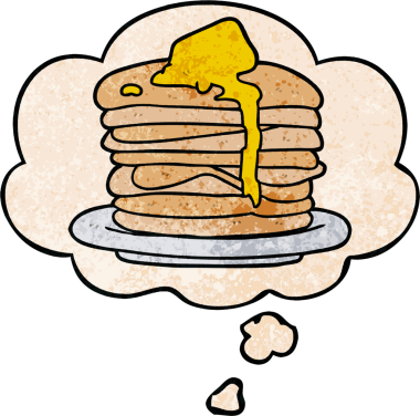 Bir insan tarafından çizilmiş grunge desenli düşünce baloncuklu krep yığını.