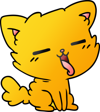 Bir insan tarafından çizilmiş sevimli kawaii kedisinin serbest çizim çizimi