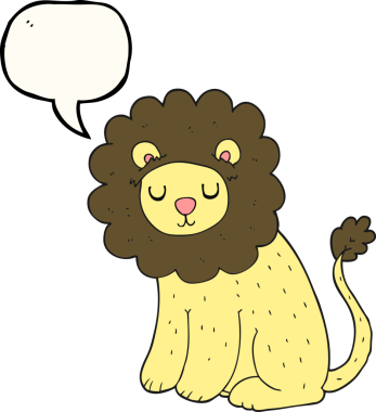 Bir insan tarafından çizilmiş serbest konuşma balonu karikatürü şirin aslan.
