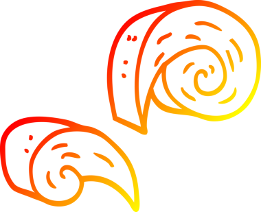 Bir insan tarafından çizilen karikatür desenli spiral elementin sıcak gradyan çizimi