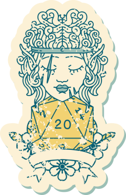 Retro Dövme Tarzı Bir insan tarafından çizilmiş 20 zarlı barbar karakter