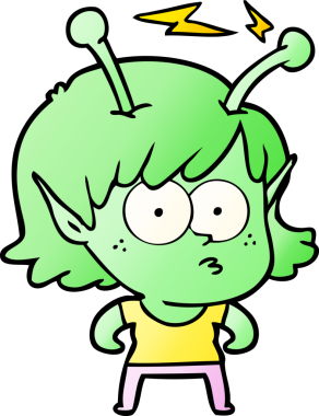 Bir insan tarafından çizilmiş uzaylı kız.