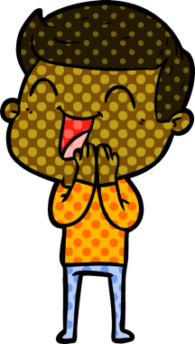 Bir insan tarafından çizilmiş gülen çizgi film adamı.