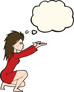 Bir insan tarafından çizilmiş düşünce baloncuğu ile çizgi film büyüsü