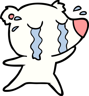 Bir insan tarafından çizilmiş üzgün küçük kutup ayısı çizgi filmi.