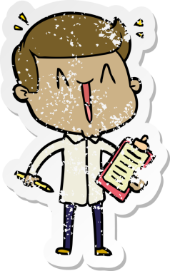 Bir insan tarafından çizilmiş mutlu bir adamın sıkıntılı çıkartması.