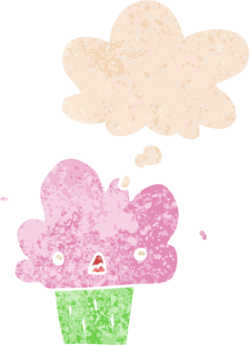 Düşünce baloncuklu çizgi film keki grunge sıkıntılı retro desenli bir insan tarafından çizilmiş