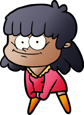 Bir insan tarafından çizilmiş gülümseyen bir kadın.