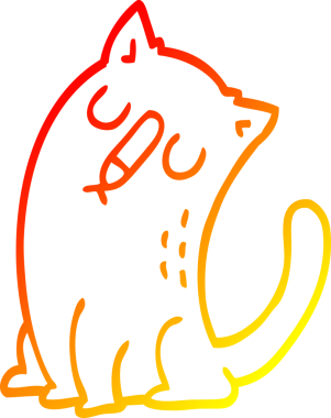 Bir insan tarafından çizilmiş komik çizgi bir kedinin sıcak çizgi çizimi