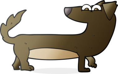 Bir insan tarafından çizilmiş bir karikatür köpeği.