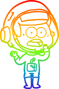 gökkuşağı gradyan çizgi çizimi bir insan tarafından çizilmiş astronot şaşırttı