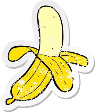 Bir insan tarafından çizilmiş karikatür muzunun gerilimli yapıştırması.