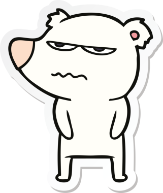 Bir insan tarafından çizilmiş kızgın ayı kutup karikatürü çıkartması.