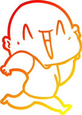 Bir insan tarafından çizilmiş mutlu, kel bir adamın sıcak çizgi çizimi.