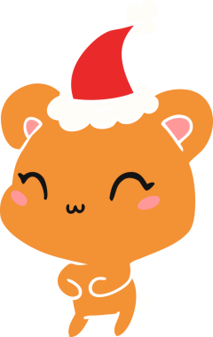 Bir insan tarafından çizilmiş Kawaii ayısının el çizimi Noel karikatürü.