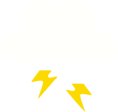 Bir insan tarafından çizilmiş bir gök gürültüsü bulutunun düz renk retro karikatürü