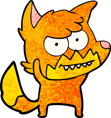 Bir insan tarafından çizilmiş sırıtan tilki çizgi filmi.