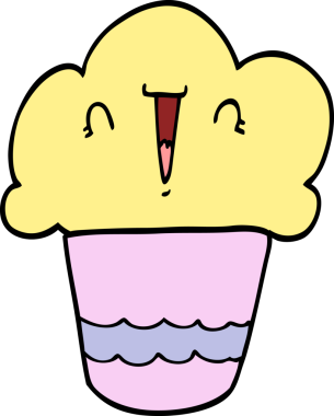 Bir insan tarafından çizilmiş bir çizgi film keki.