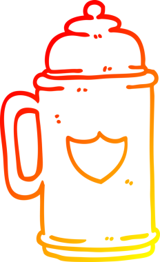 Bir insan tarafından çizilen geleneksel bira tankardının sıcak çizgi çizimi