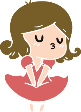 Bir insan tarafından çizilmiş tatlı bir kawai kızının serbest çizimi.