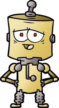 Bir insan tarafından çizilmiş çizgi film robotu