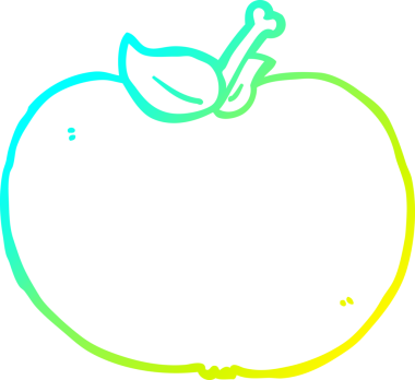 Bir insan tarafından çizilen elma karikatürünün soğuk gradyan çizimi