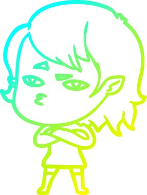 Bir insan tarafından çizilmiş bir vampir kız çizgi filmi.