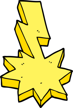 Bir insan tarafından çizilen karikatür yıldırımı