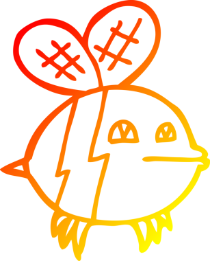 Bir insan tarafından çizilmiş karikatür arısının sıcak çizgi çizimi