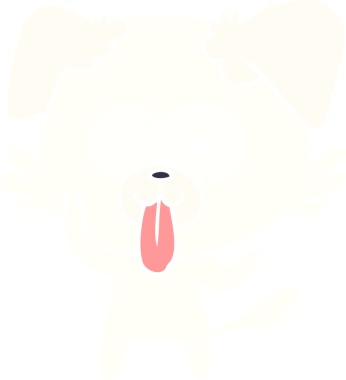 Düz renkli çizgi film köpeğinin dili bir insan tarafından çizilmiş.