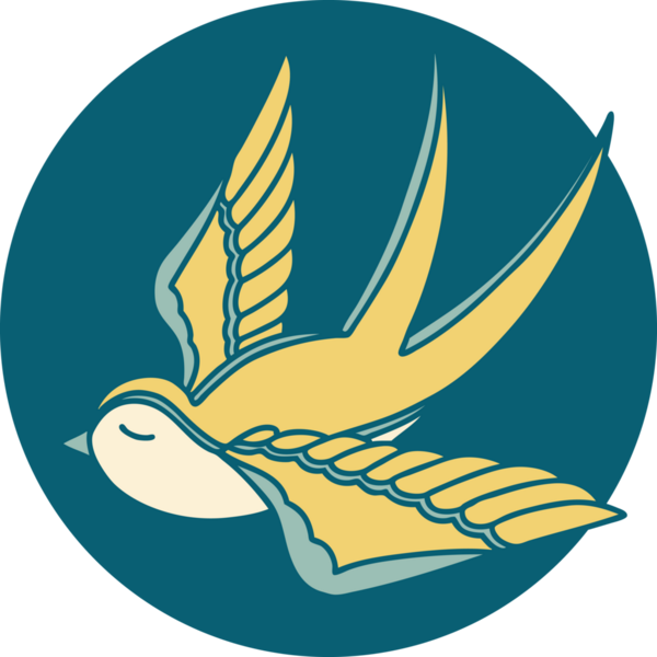 Bir insanın çizdiği bir kırlangıcın ikonik dövme şekli