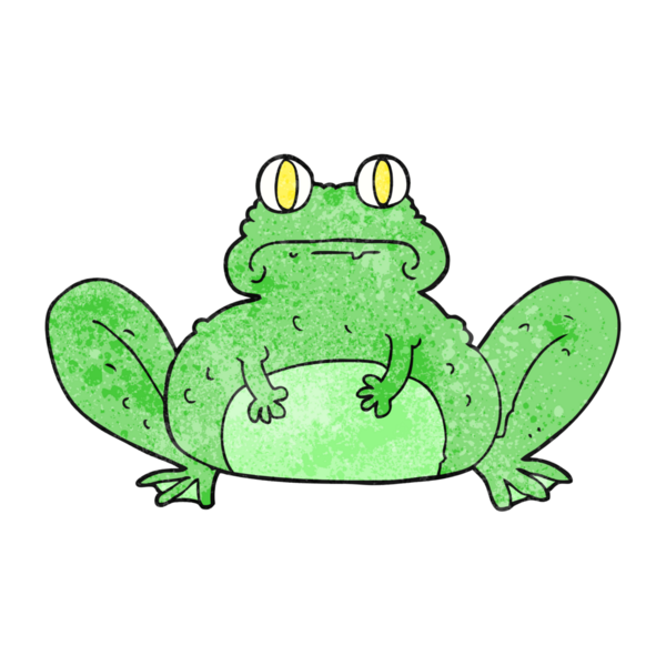 Bir insan tarafından çizilmiş el yapımı çizgi film kurbağası.