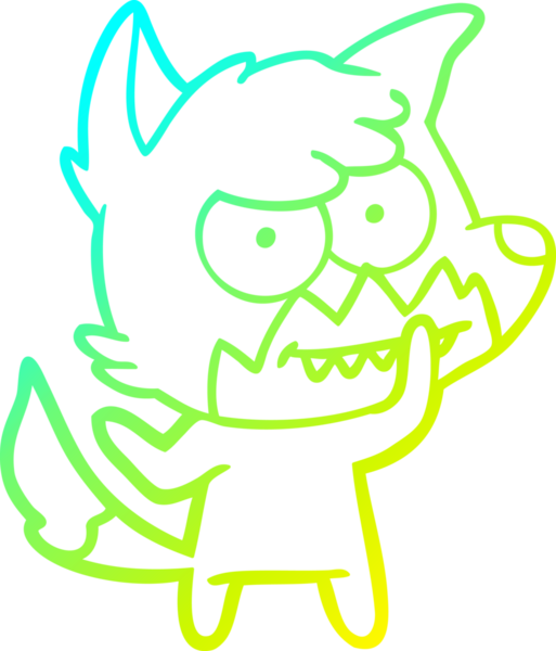 Bir insan tarafından çizilmiş sırıtan bir tilkinin soğuk çizgi çizimi