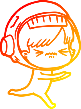 Bir insan tarafından çizilmiş kızgın bir uzay kızının sıcak çizgi çizimi