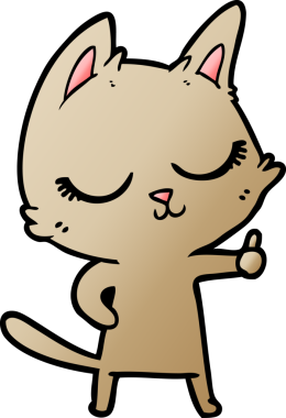 Bir insan tarafından çizilmiş sakin çizgi film kedisi.